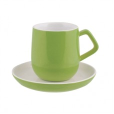 S & P  STUDIO GREEN 6  ESPRESSO CUPS AND SAUCERS 